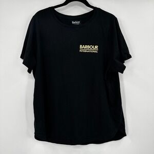 Barbour International Motorcycle Ellenbrook Tee Black Gold Logo Shirt Womens 6